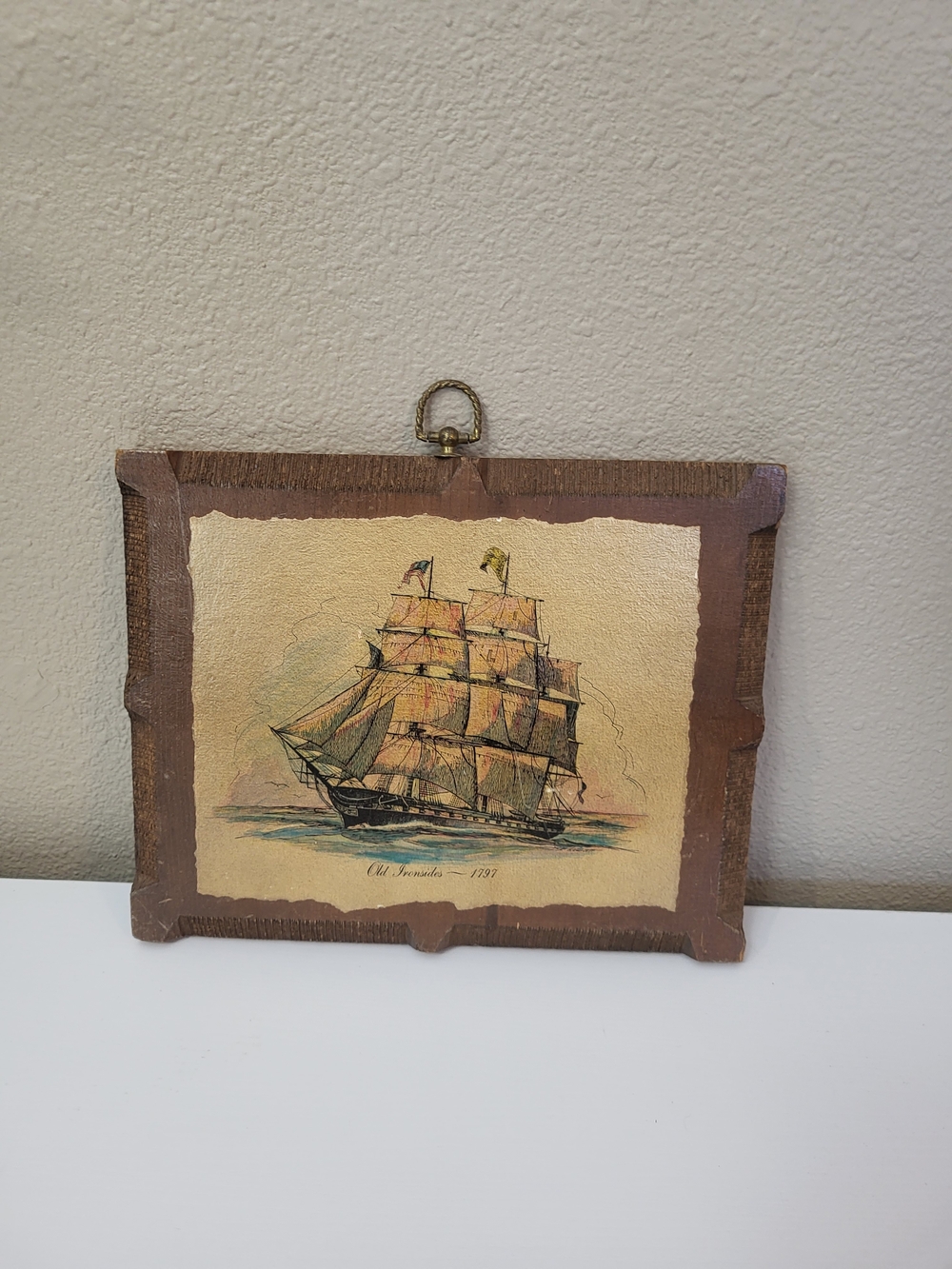 Vintage Nautical Ship Wooden Wall Plaques 9''x11'' Old Ironsides 1797